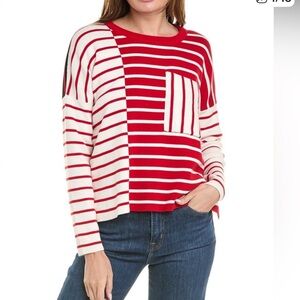 CAbi Style 5635 Vivian Pocket Pullover Two-toned Striped Sweater